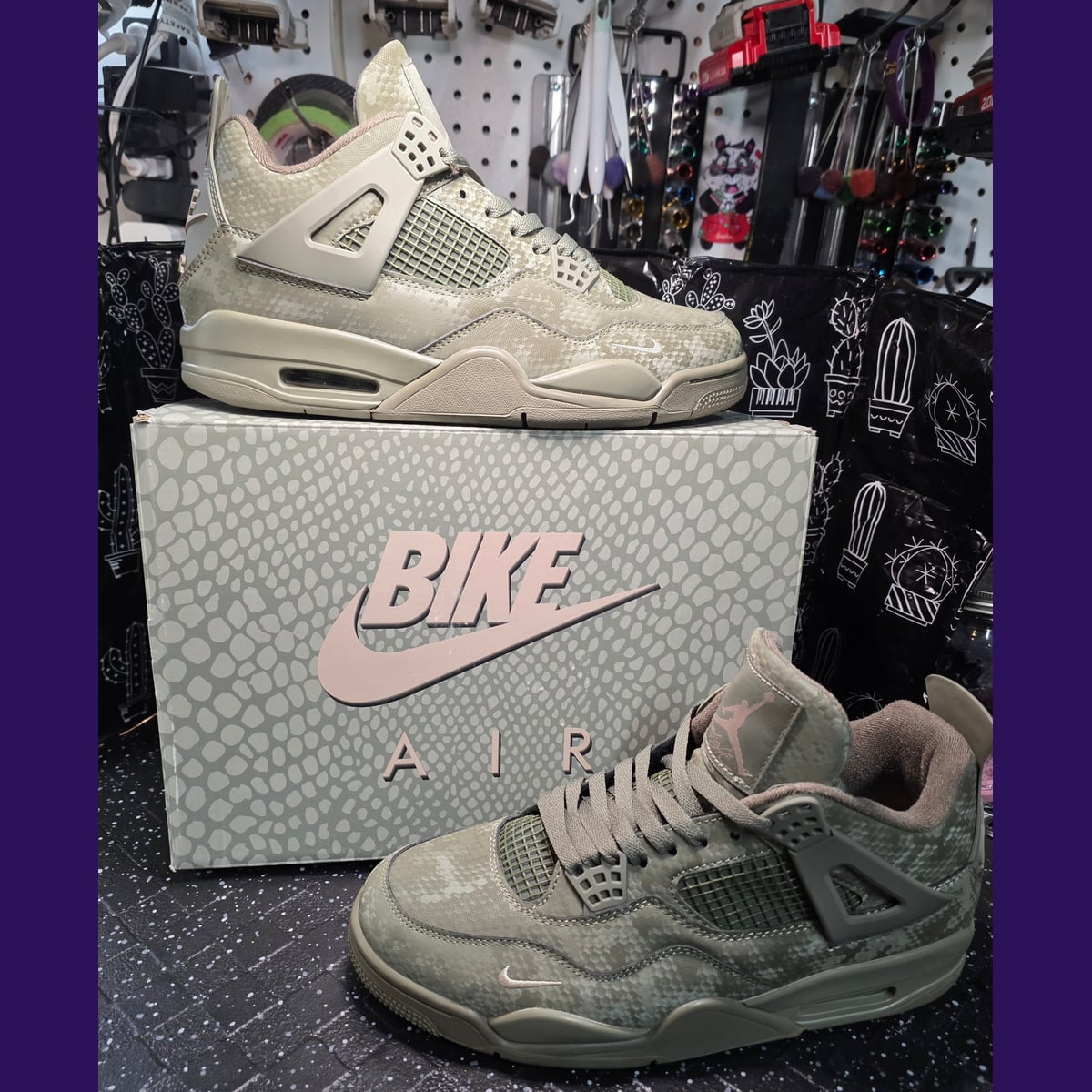 Jordan 4 “Army Mamba.” Fantasy Collab — Nigel Sylvester × Bike