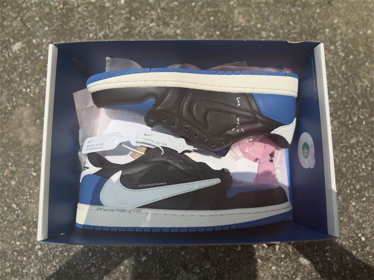 Air Jordan 1 Low OG – Design-Inspired "Travis Scott x Fragment Black Royal" Custom Tribute Build AJ1L-FRAGTS-001