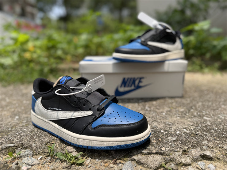 Air Jordan 1 Low OG – Design-Inspired "Travis Scott x Fragment Black Royal" Custom Tribute Build AJ1L-FRAGTS-001