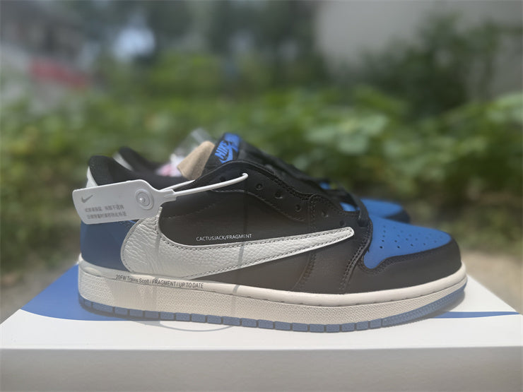 Air Jordan 1 Low OG – Design-Inspired "Travis Scott x Fragment Black Royal" Custom Tribute Build AJ1L-FRAGTS-001