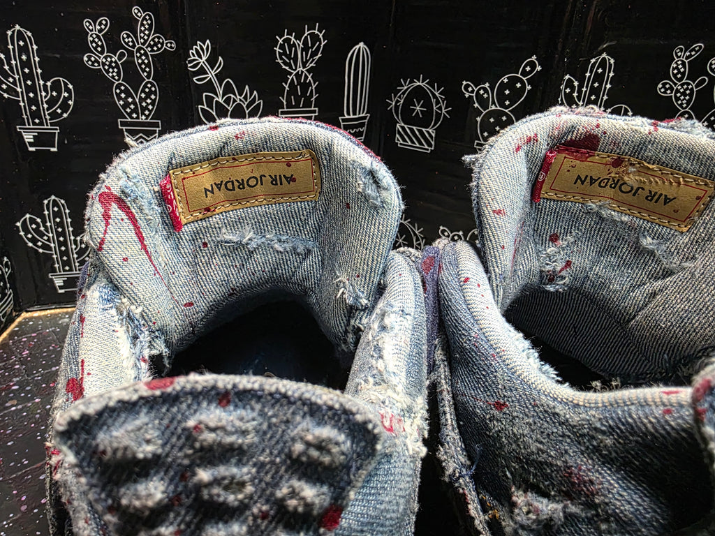 Jordan 4 Levi “AJ4 Bodies” — Customized — US 11 — Distressed & Blood‑Effect Paint Splatter
