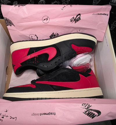 Jordan 1 Low “Travis Scott Inspired Design – Bred.”  Fantasy Colorway — Top Tier — US 9 — New