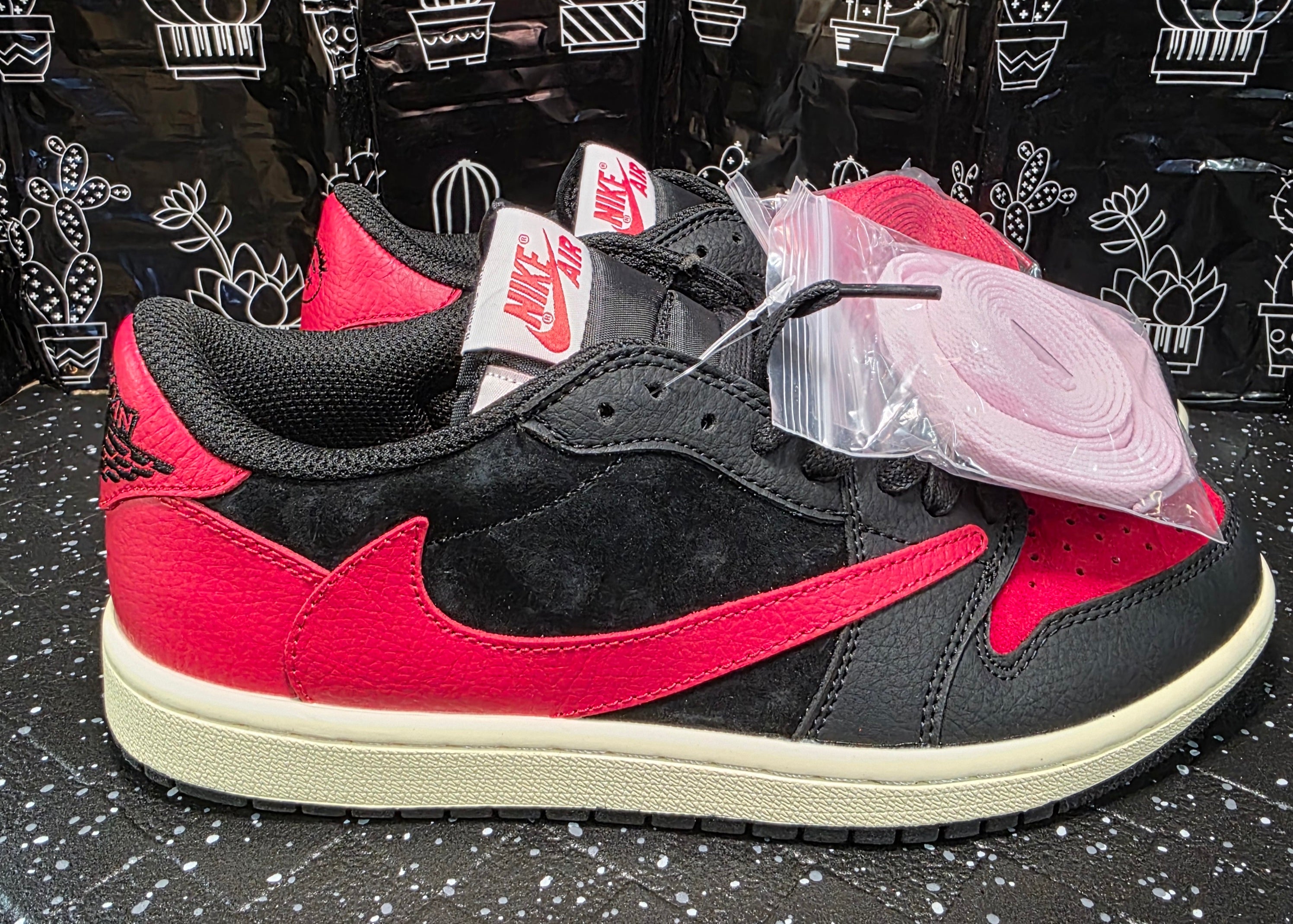Jordan 1 Low “Travis Scott Inspired Design – Bred.”  Fantasy Colorway — Top Tier — US 9 — New