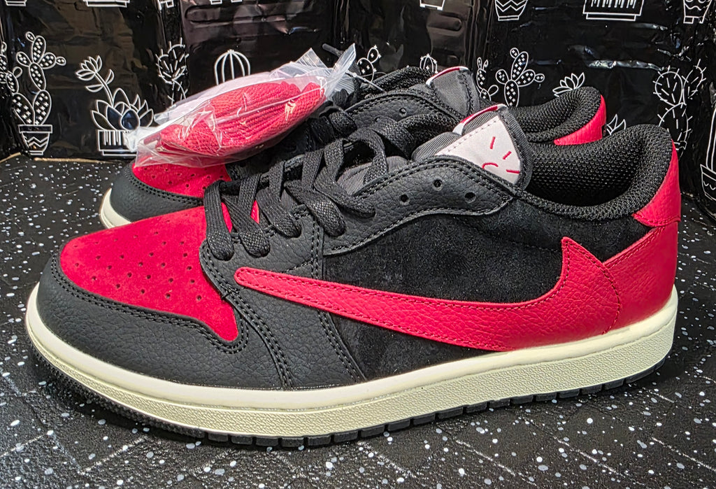 Jordan 1 Low “Travis Scott Inspired Design – Bred.”  Fantasy Colorway — Top Tier — US 9 — New