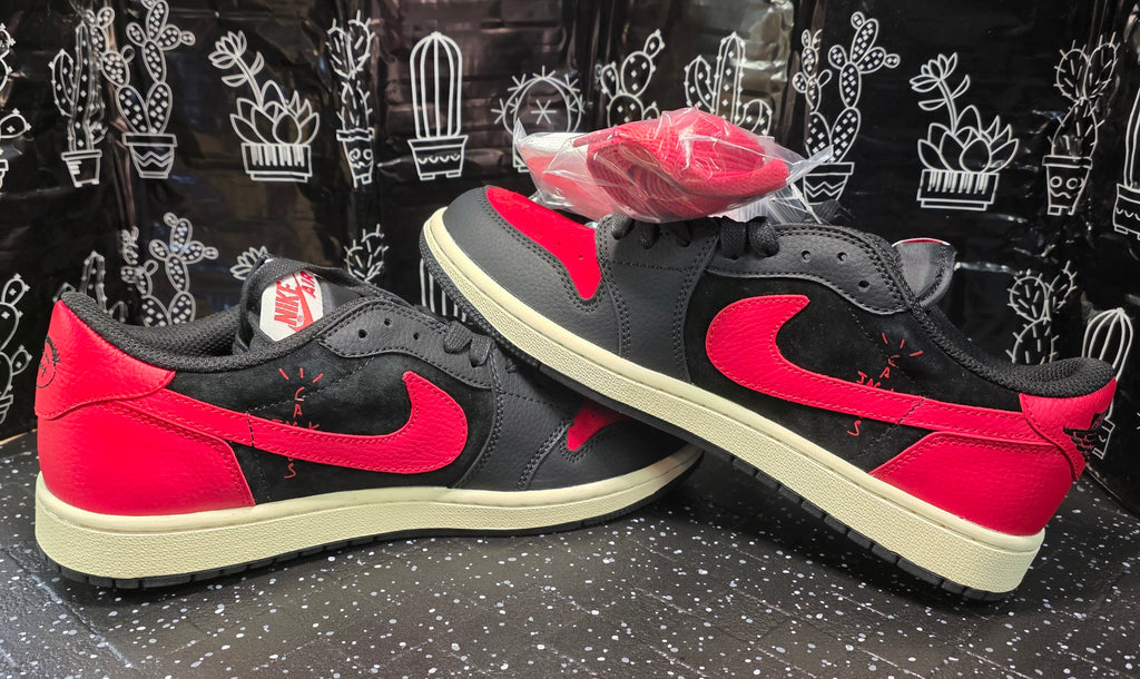 Jordan 1 Low “Travis Scott Inspired Design – Bred.”  Fantasy Colorway — Top Tier — US 9 — New