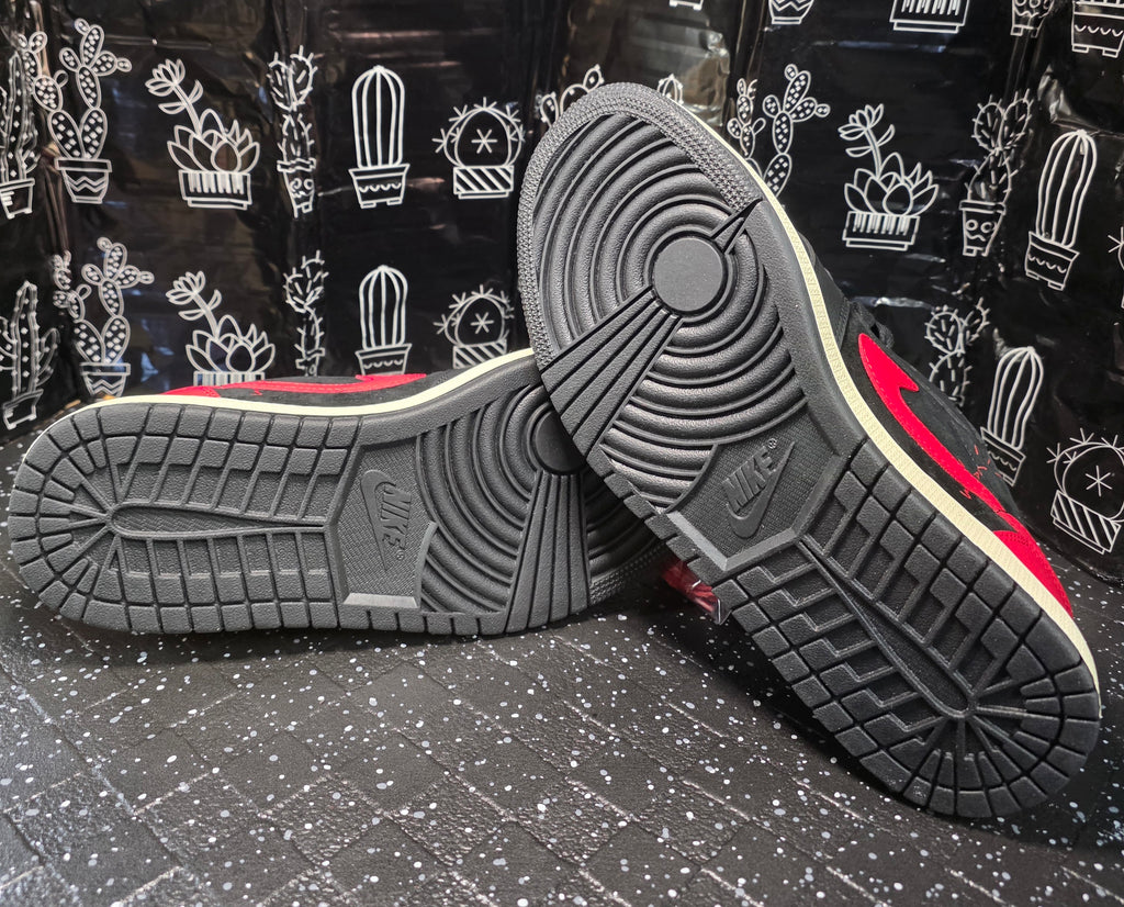 Jordan 1 Low “Travis Scott Inspired Design – Bred.”  Fantasy Colorway — Top Tier — US 9 — New