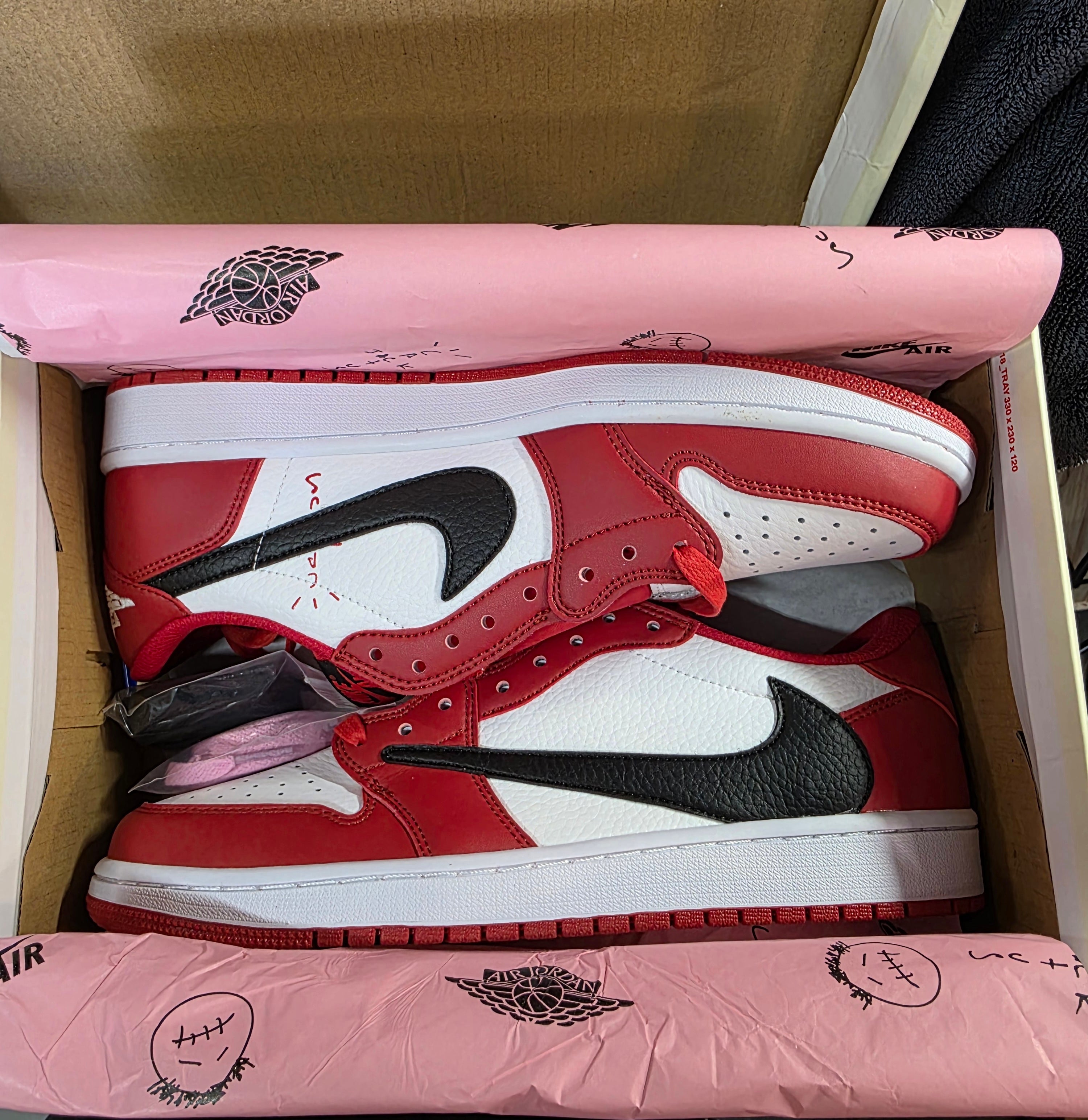 Jordan 1 Low “Travis Scott Inspired Design – Chicago.”  Fantasy Colorway —  US 11 &12 — New