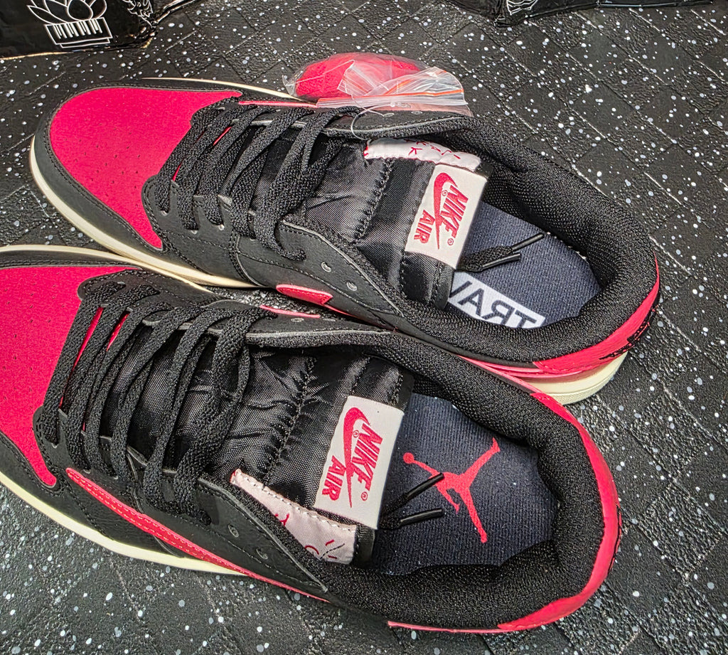 Jordan 1 Low “Travis Scott Inspired Design – Bred.”  Fantasy Colorway — US 11 &12 — New
