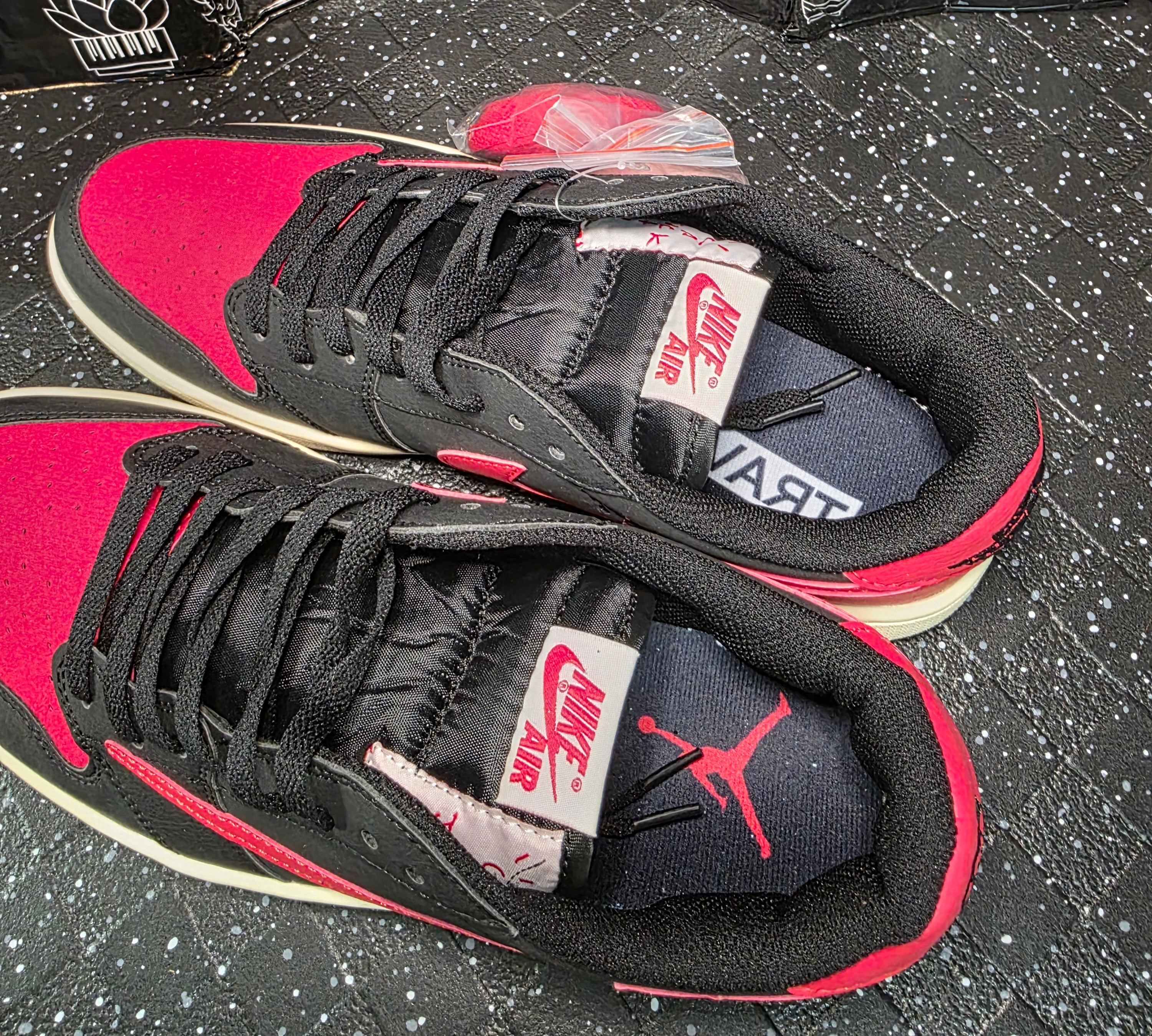 Jordan 1 Low “Travis Scott Inspired Design – Bred.”  Fantasy Colorway — US 11 &12 — New