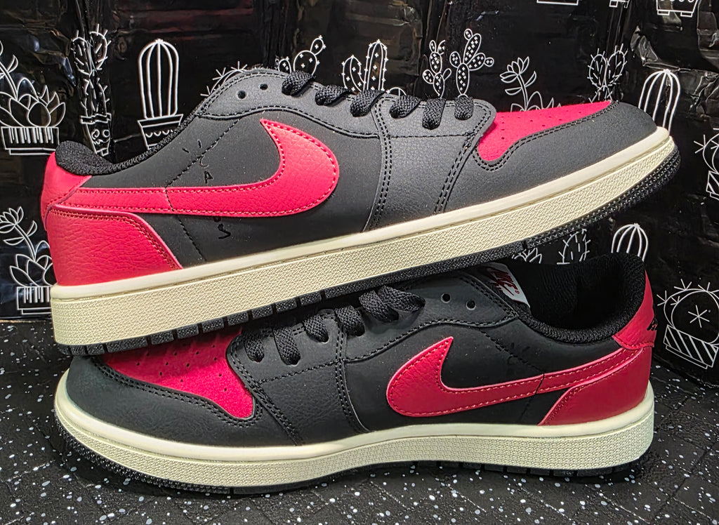 Jordan 1 Low “Travis Scott Inspired Design – Bred.”  Fantasy Colorway — US 11 &12 — New