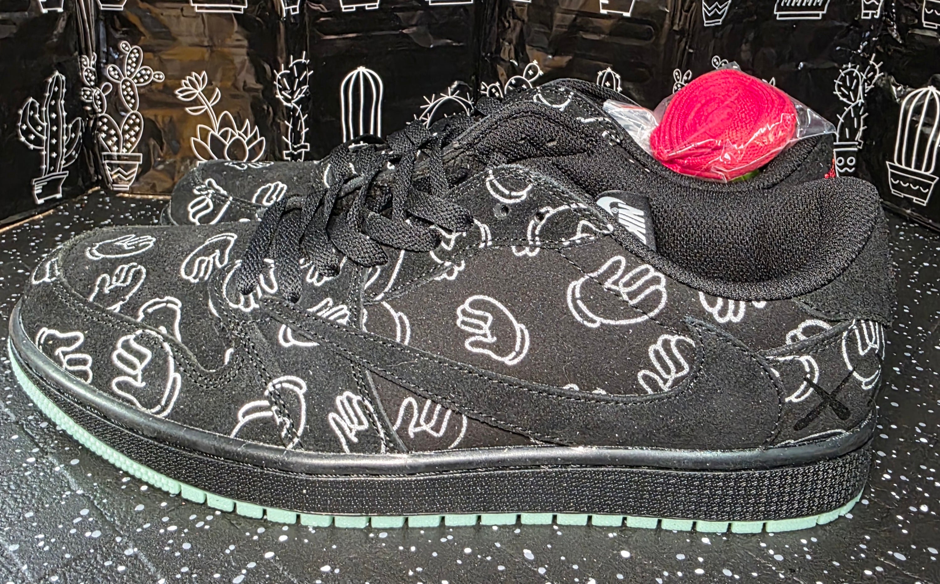 Jordan 1 Low “Travis Scott × KAWS – Black Suede” — Design Inspired — US 11