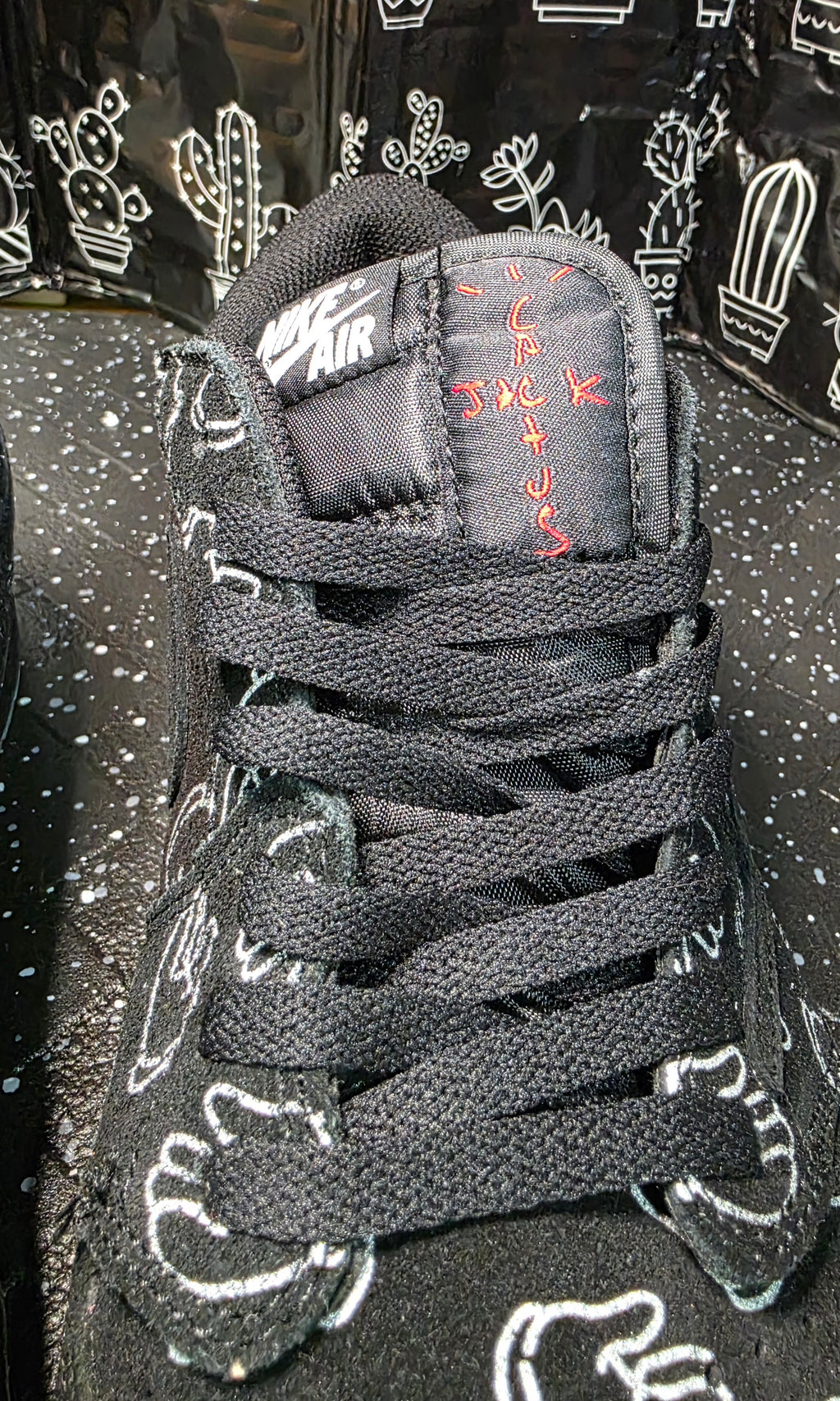 Jordan 1 Low “Travis Scott × KAWS – Black Suede” — Design Inspired — US 11