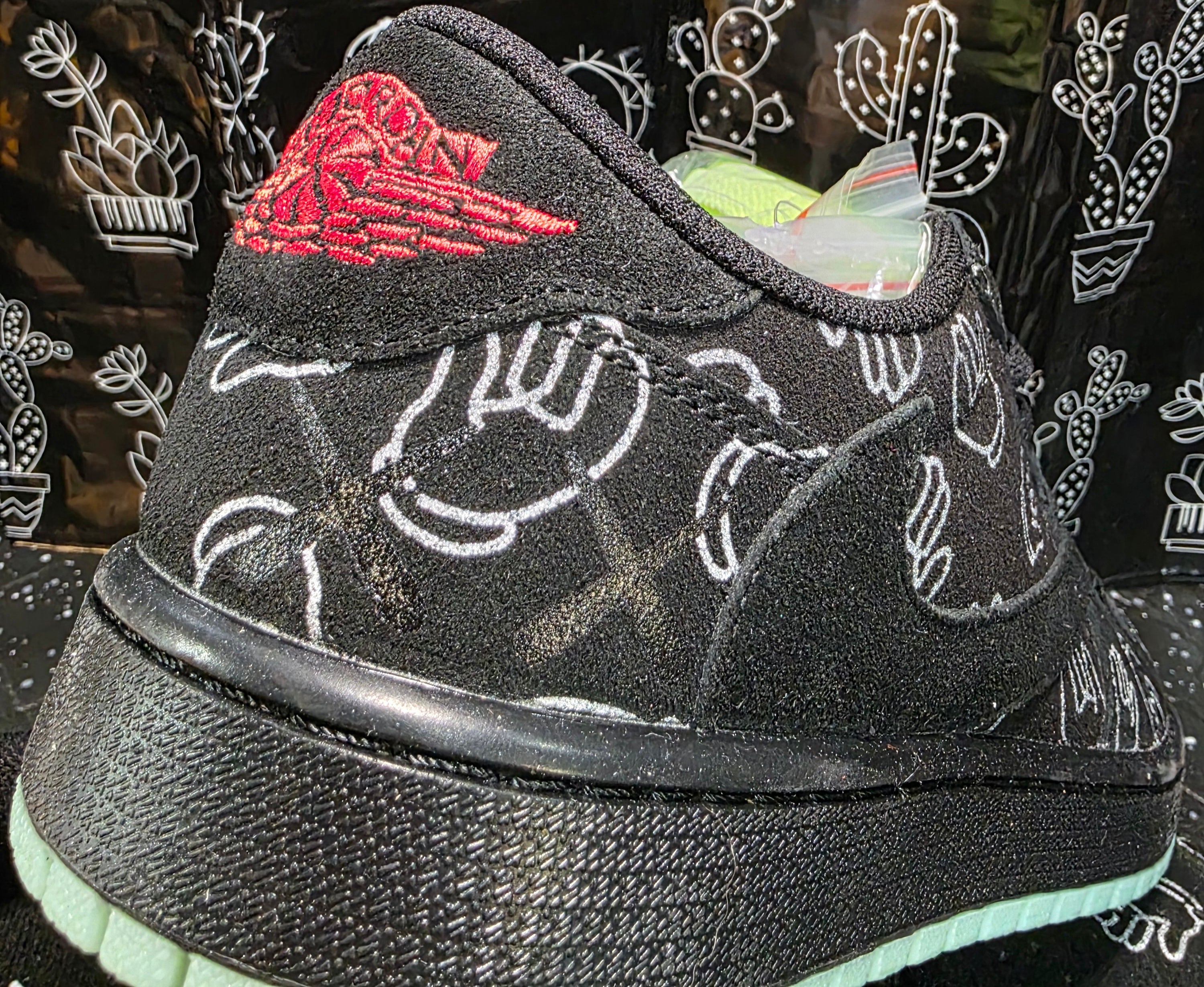 Jordan 1 Low “Travis Scott × KAWS – Black Suede” — Design Inspired — US 11