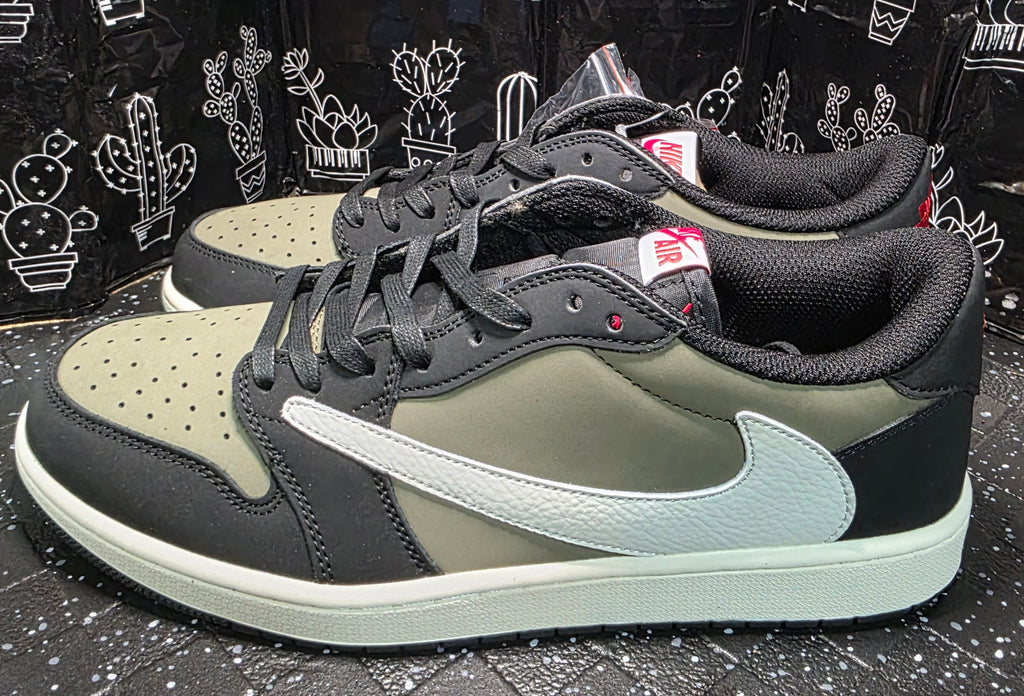 Jordan 1 Low “Travis Scott – Black &amp; Olive” — Design Inspired — US 11