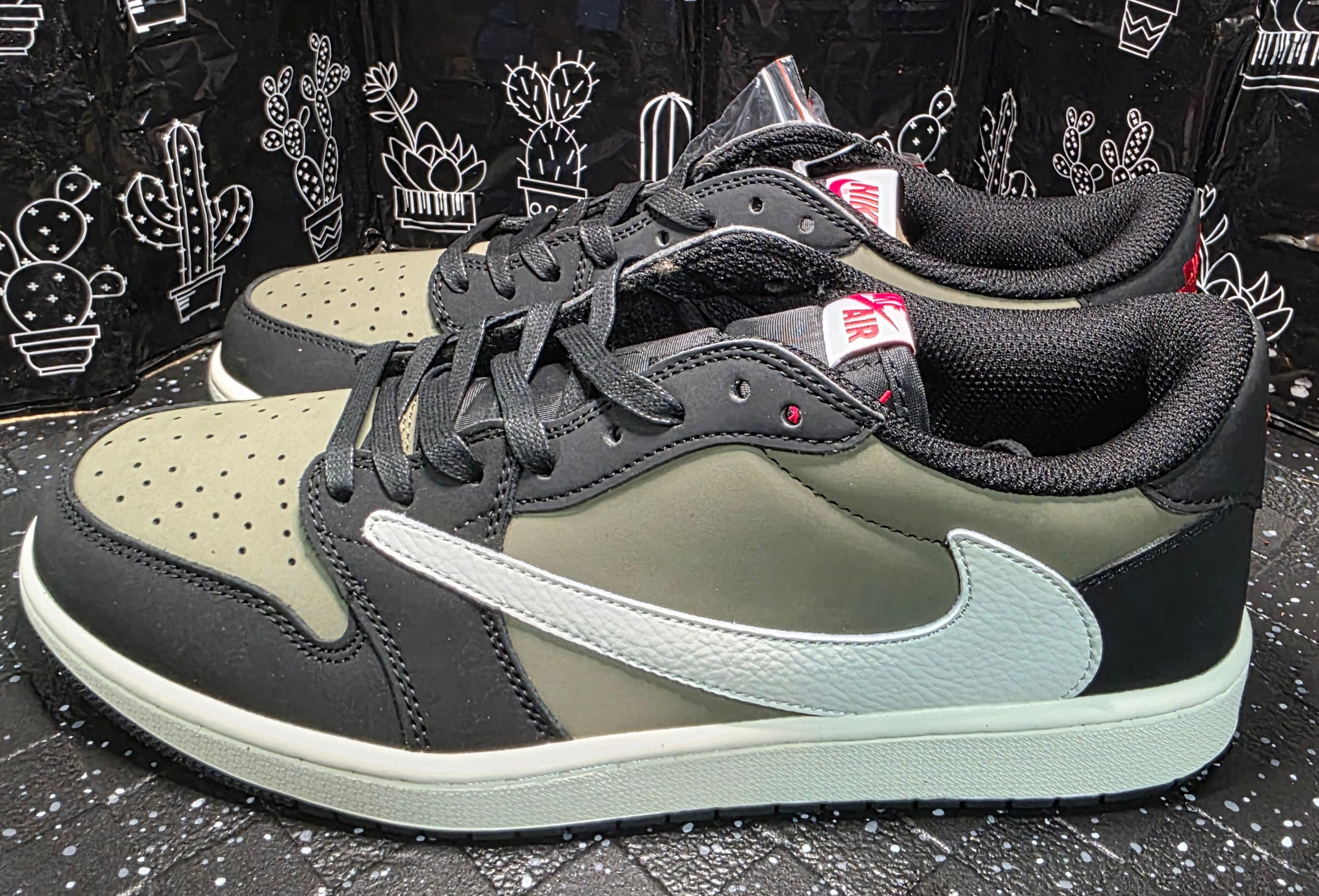 Jordan 1 Low “Travis Scott – Black &amp; Olive” — Design Inspired — US 11