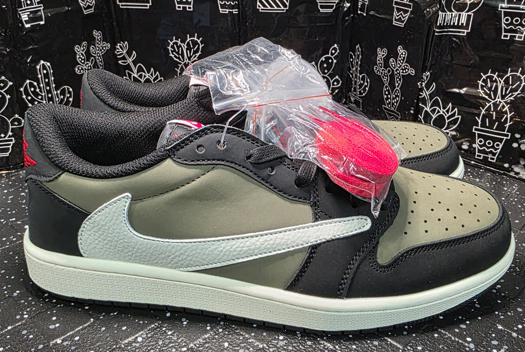 Jordan 1 Low “Travis Scott – Black &amp; Olive” — Design Inspired — US 11