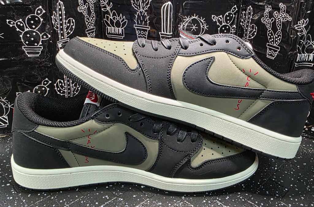 Jordan 1 Low “Travis Scott – Black &amp; Olive” — Design Inspired — US 11