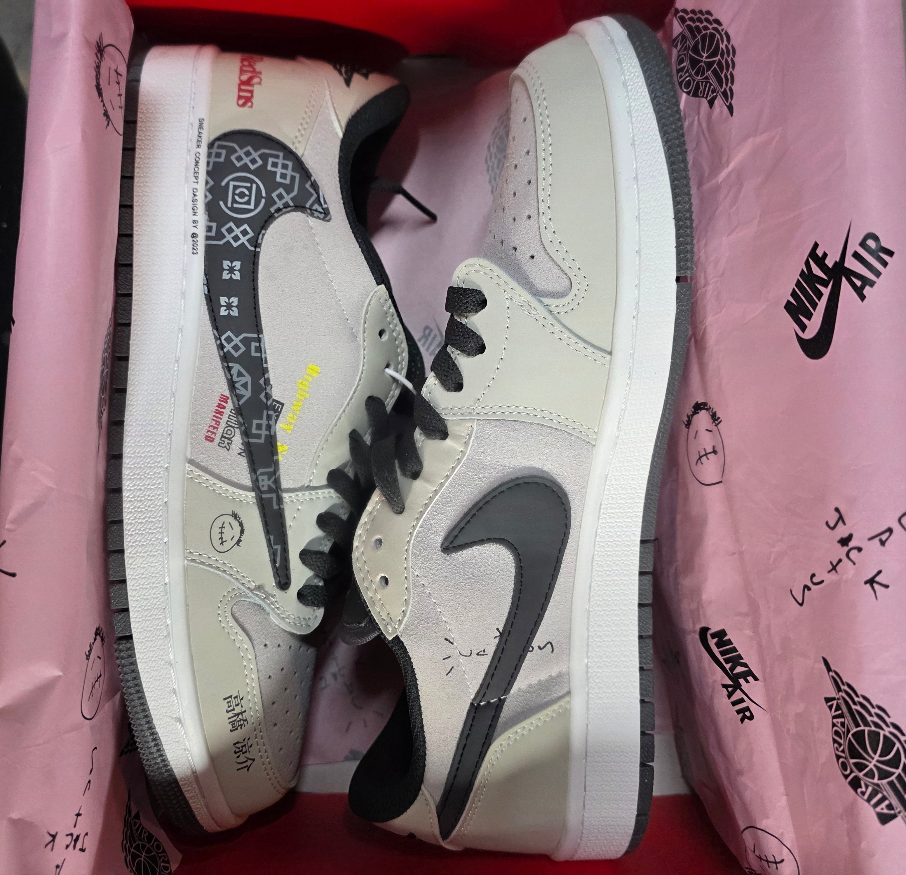 Jordan 1 Low “Travis Scott – Red Suns.”  Fantasy Colorway — US 11 — New