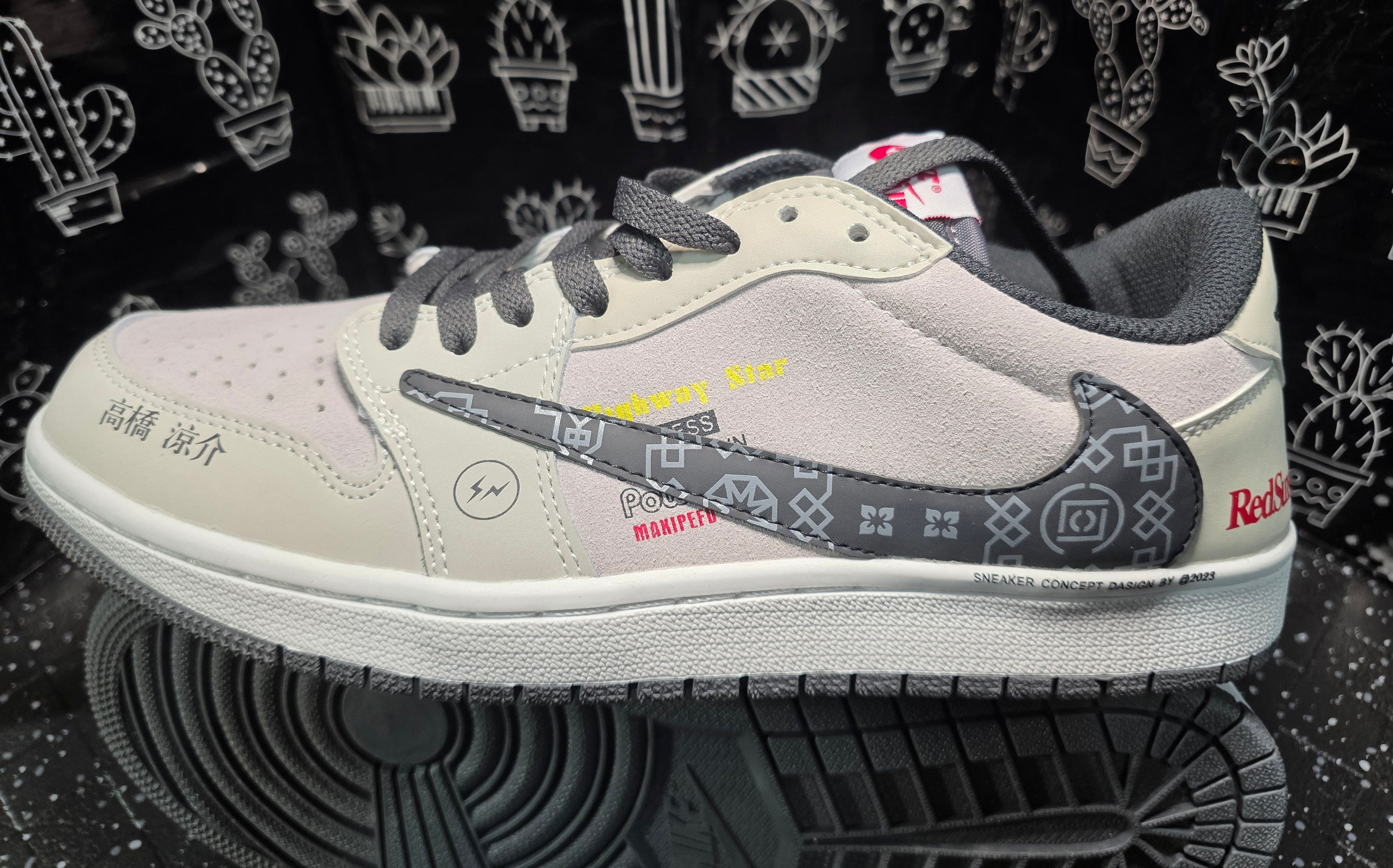 Jordan 1 Low “Travis Scott – Red Suns.”  Fantasy Colorway — US 11 — New