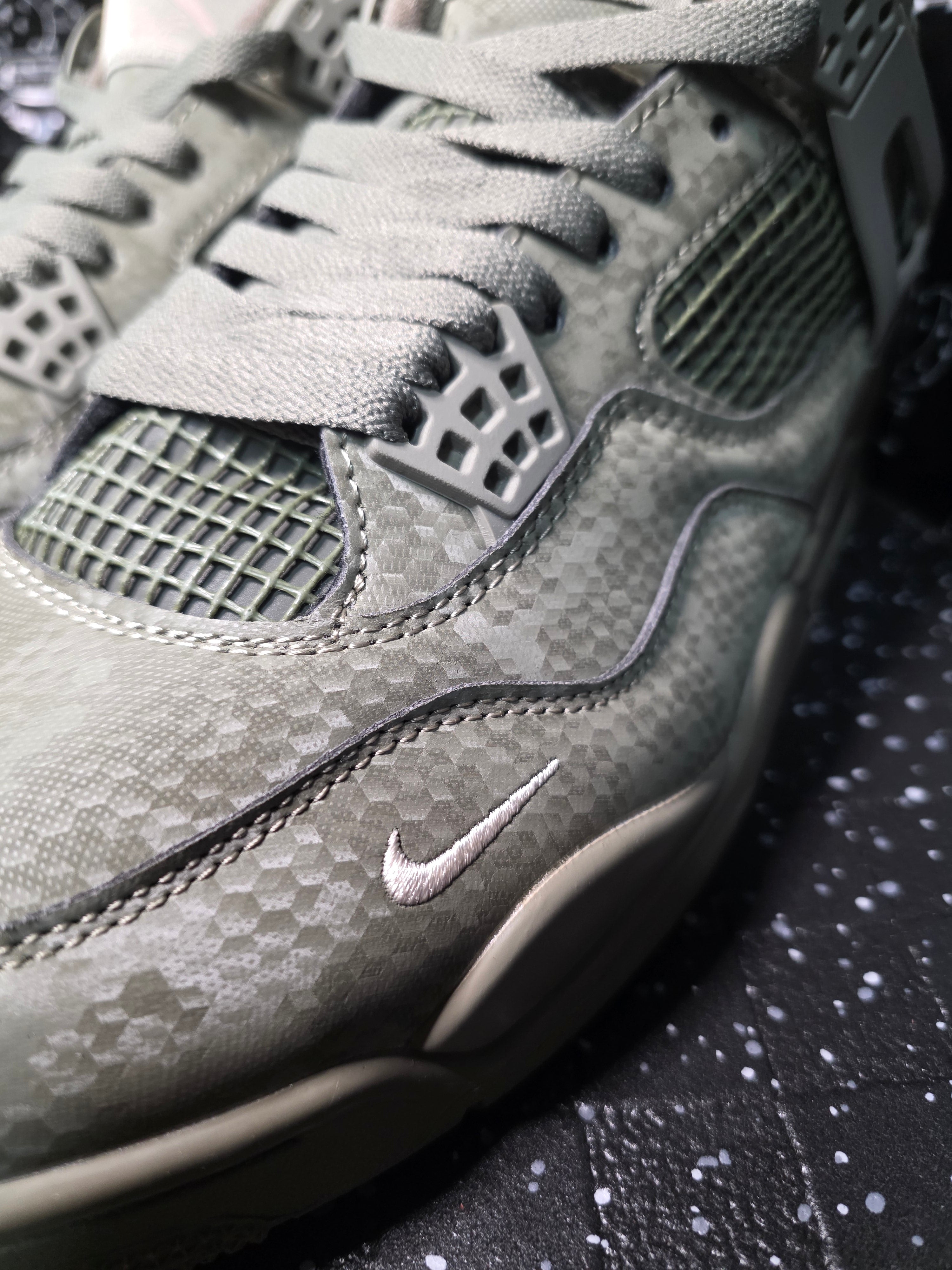 Jordan 4 “Army Mamba.” Fantasy Collab — Nigel Sylvester × Bike Bricks Inspired  US 11 — New (Custom Snake‑Scale Box Included)