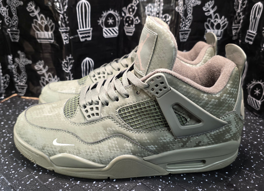 Jordan 4 “Army Mamba.” Fantasy Collab — Nigel Sylvester × Bike Bricks Inspired  US 11 — New (Custom Snake‑Scale Box Included)
