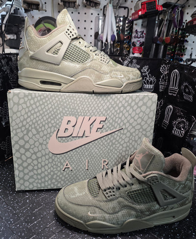 Jordan 4 “Army Mamba.” Fantasy Collab — Nigel Sylvester × Bike Bricks Inspired  US 11 — New (Custom Snake‑Scale Box Included)
