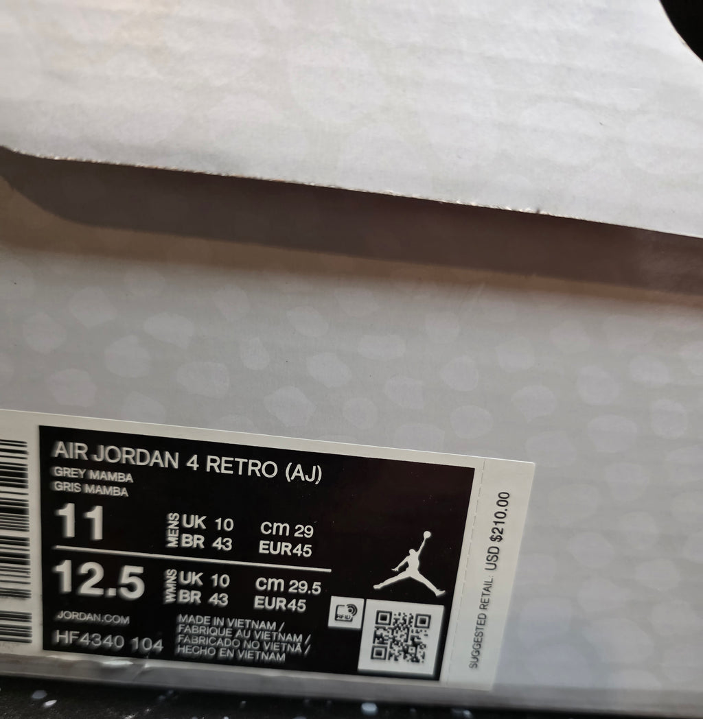 Jordan 4 “Gray Mamba.” Fantasy Collab — Nigel Sylvester × Bike Bricks Inspired  US 11 — New (Custom Snake‑Scale Box Included)