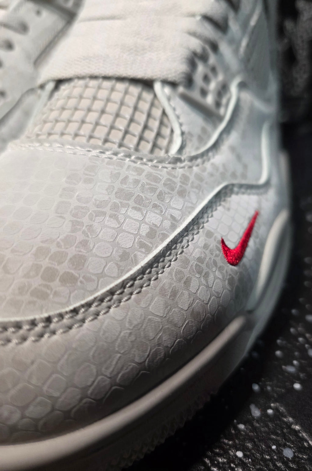 Jordan 4 “Gray Mamba.” Fantasy Collab — Nigel Sylvester × Bike Bricks Inspired  US 11 — New (Custom Snake‑Scale Box Included)