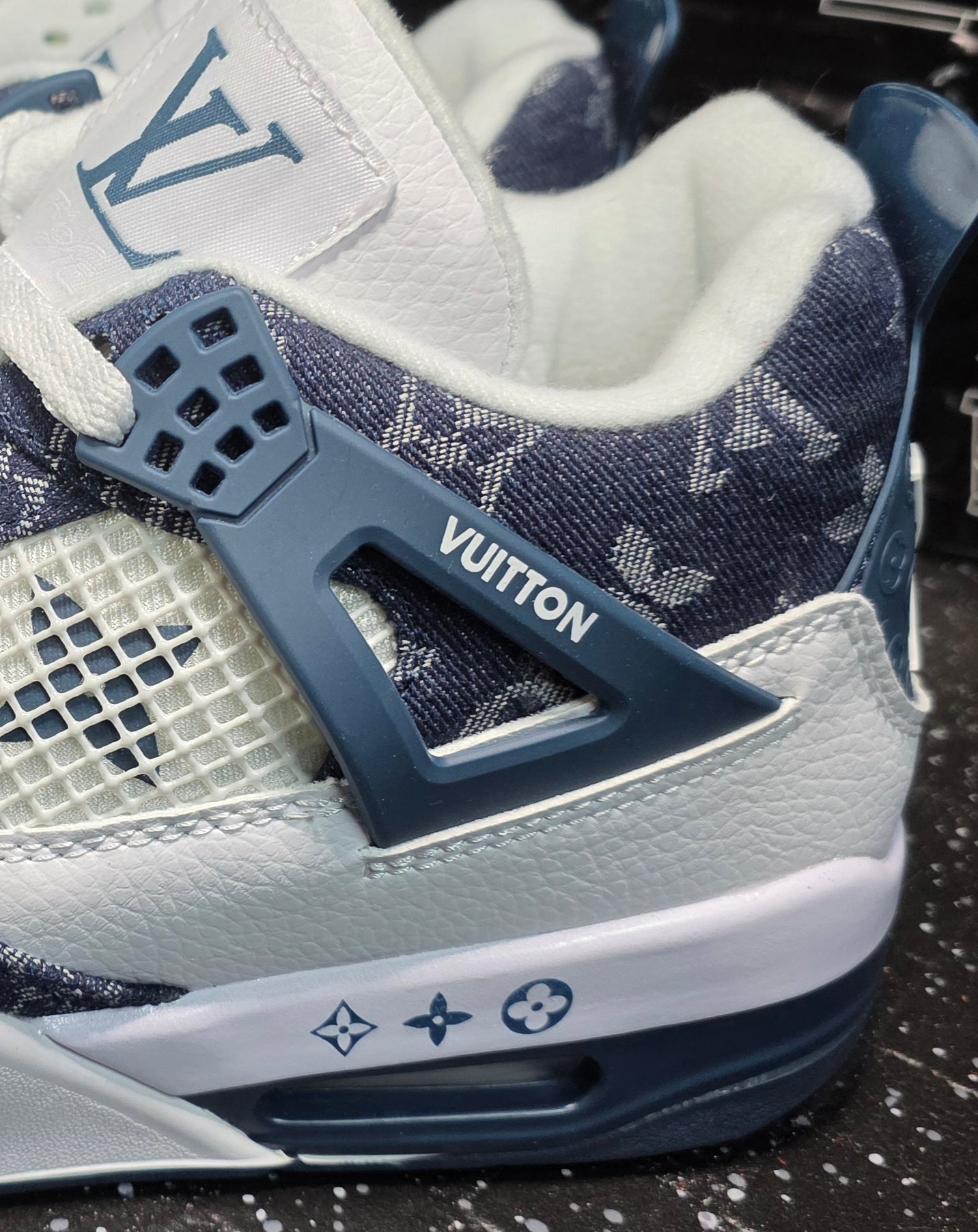 Jordan 4 “LV Denim.” Fantasy Designer Collab  US 11 — New (Custom Box Included)