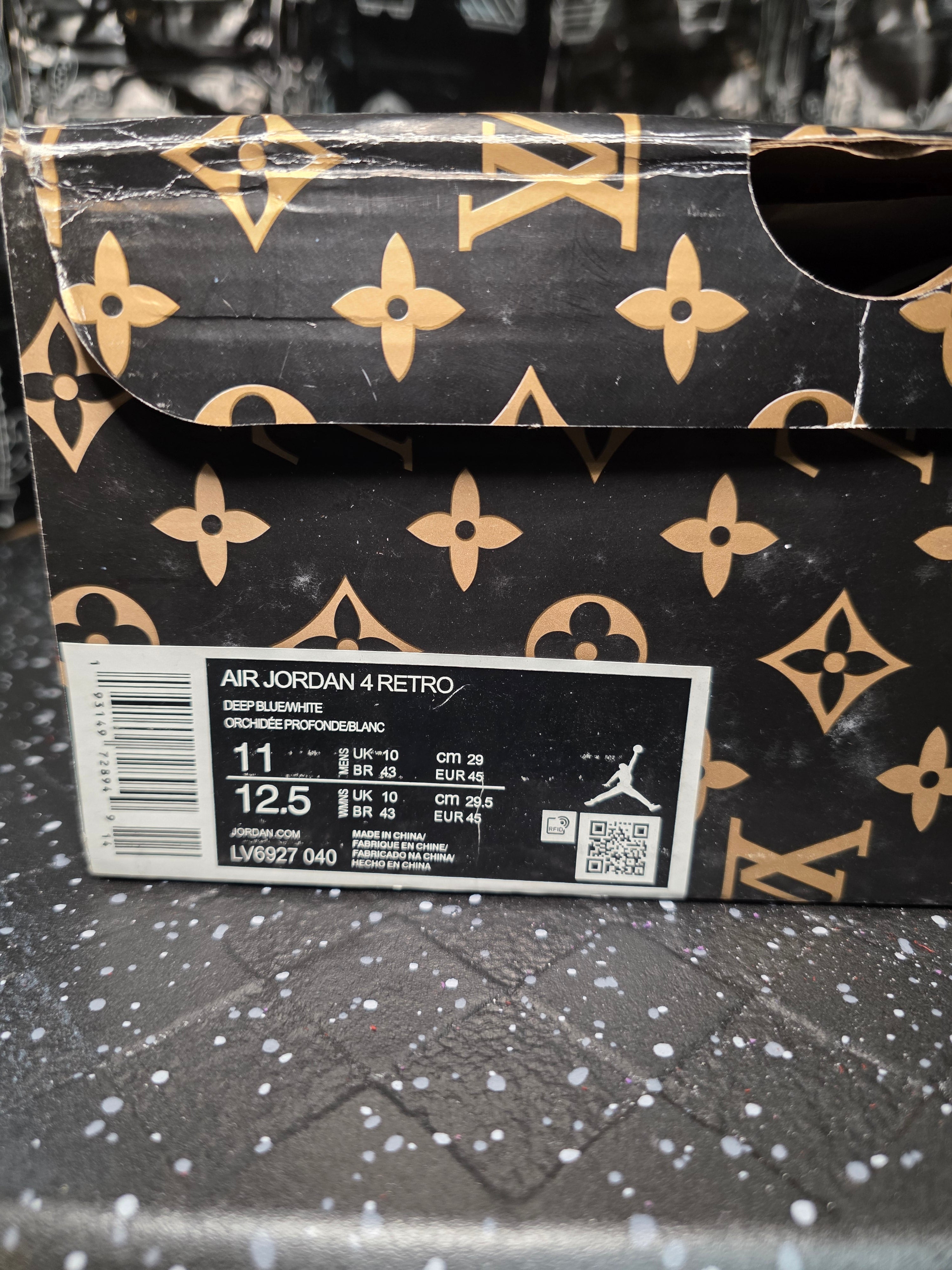 Jordan 4 “LV Denim.” Fantasy Designer Collab  US 11 — New (Custom Box Included)