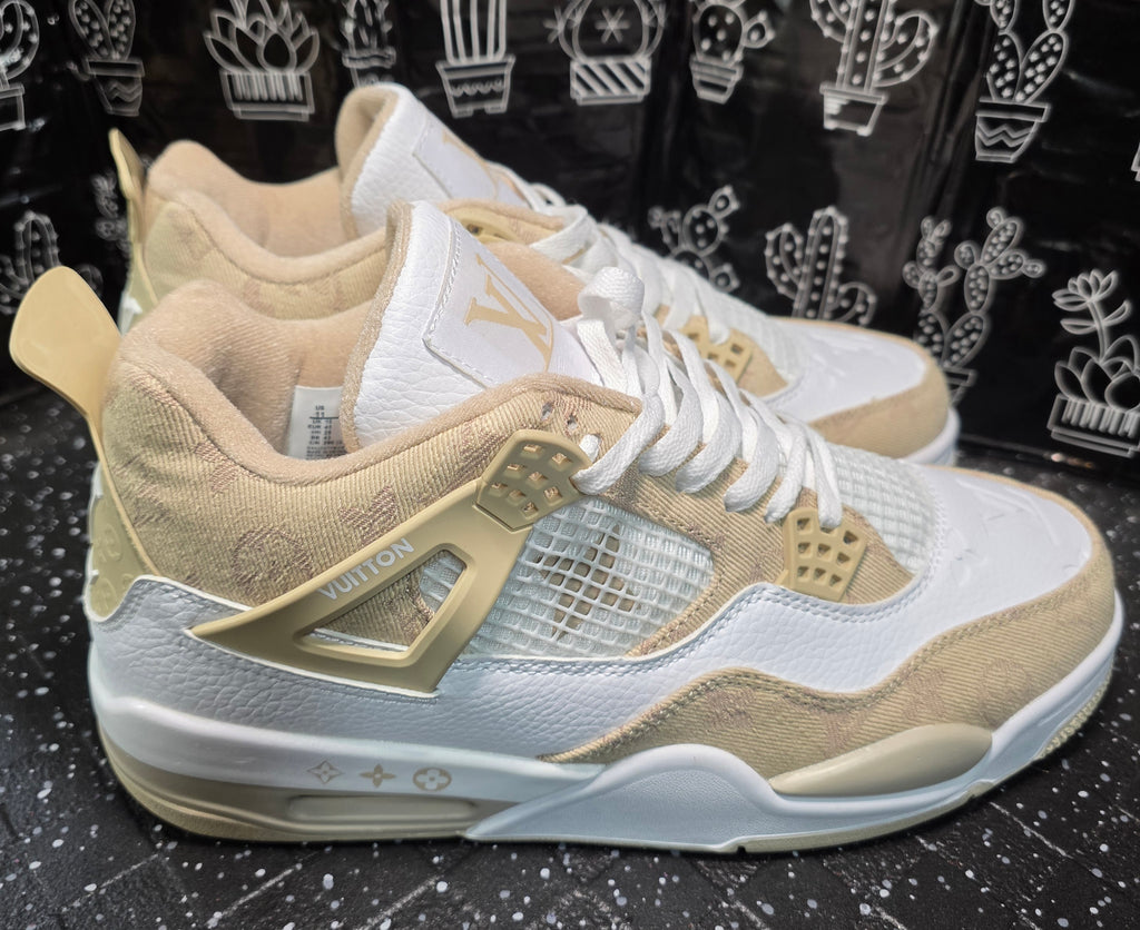Jordan 4 “LV Beige.” Fantasy Designer Collab US 11 — New (Custom Box Included)