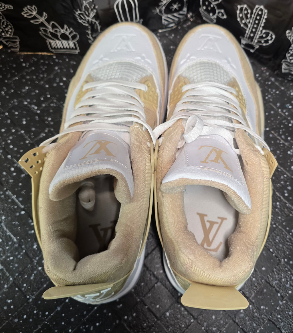 Jordan 4 “LV Beige.” Fantasy Designer Collab US 11 — New (Custom Box Included)