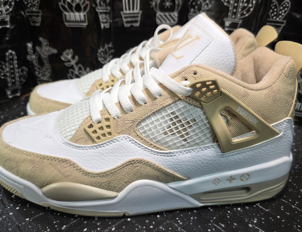 Jordan 4 “LV Beige.” Fantasy Designer Collab US 11 — New (Custom Box Included)