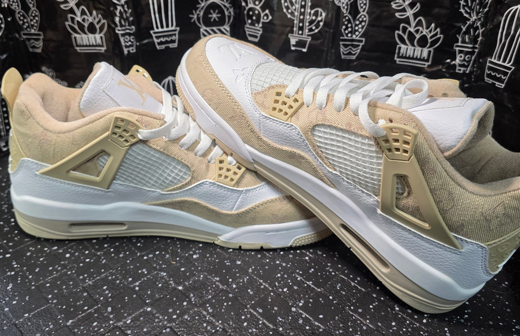 Jordan 4 “LV Beige.” Fantasy Designer Collab US 11 — New (Custom Box Included)