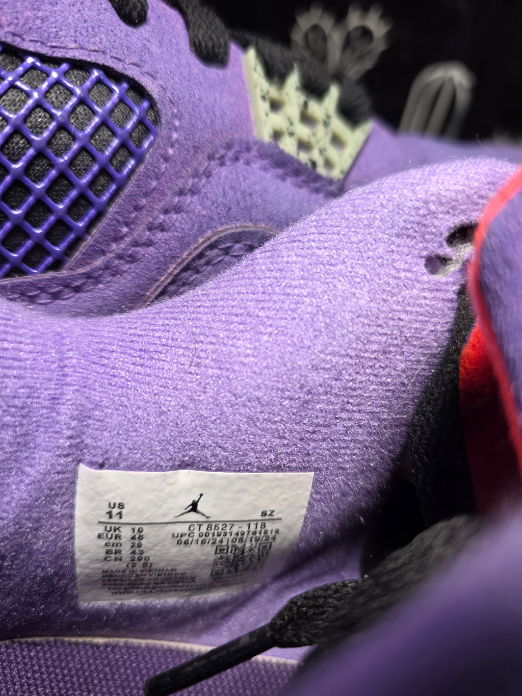 Jordan 4 “Purple Canyons.” Design Inspired Men's US 11 — Like New (Non‑Original Box Included