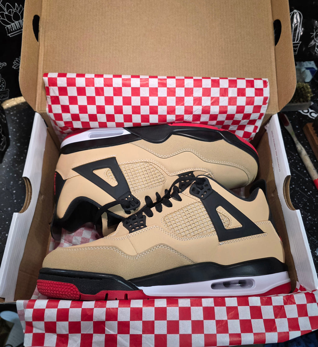 Jordan 4 “Pizzas” Inspired Design  US 11 — New With Themed Box