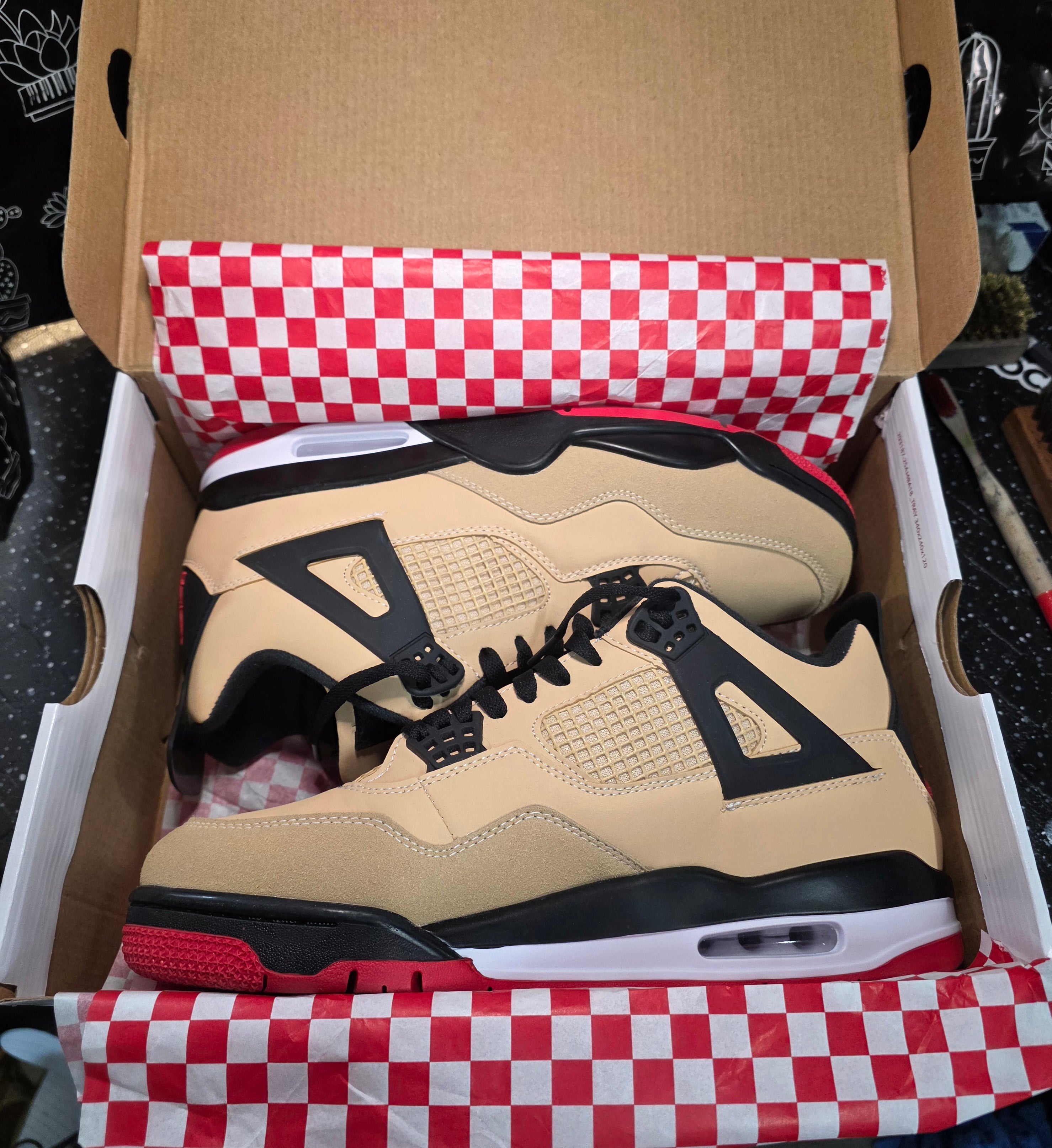 Jordan 4 “Pizzas” Inspired Design  US 11 — New With Themed Box