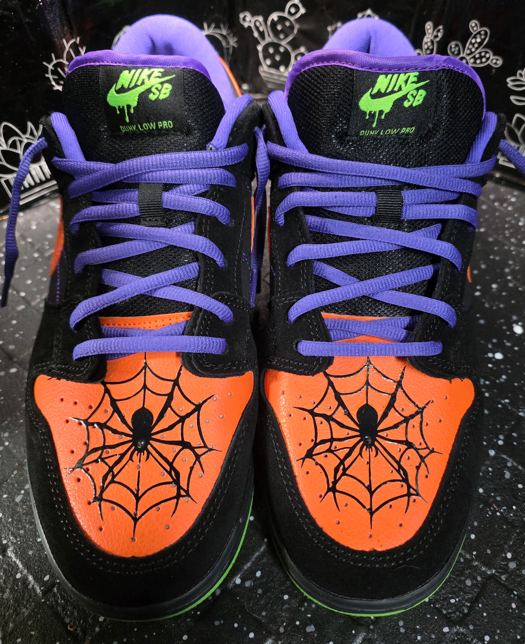 Nike SB Dunk Low Inspired design “Halloween"  "Spider & Web Customs.”  — US 11 — New