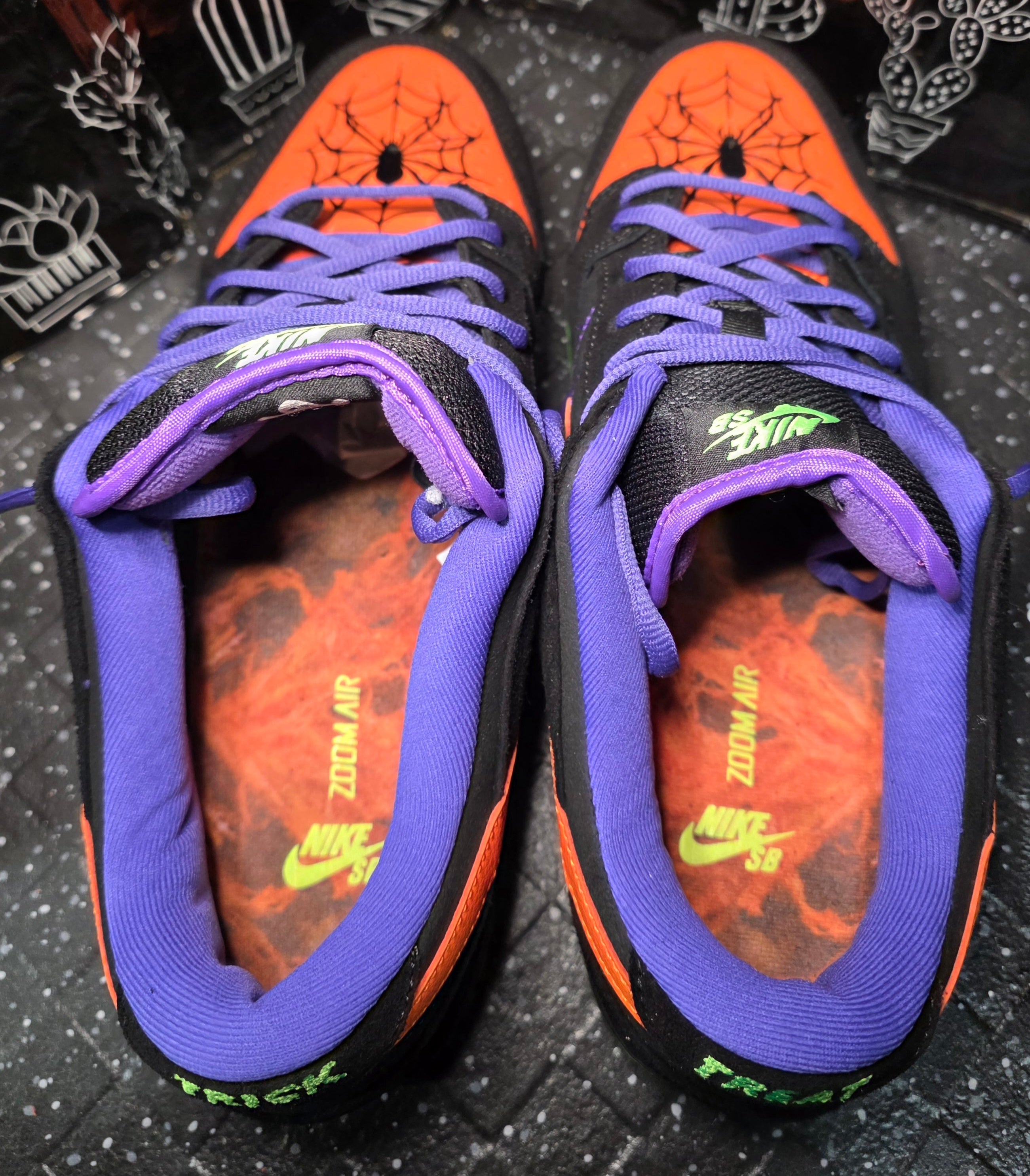 Nike SB Dunk Low Inspired design “Halloween"  "Spider & Web Customs.”  — US 11 — New