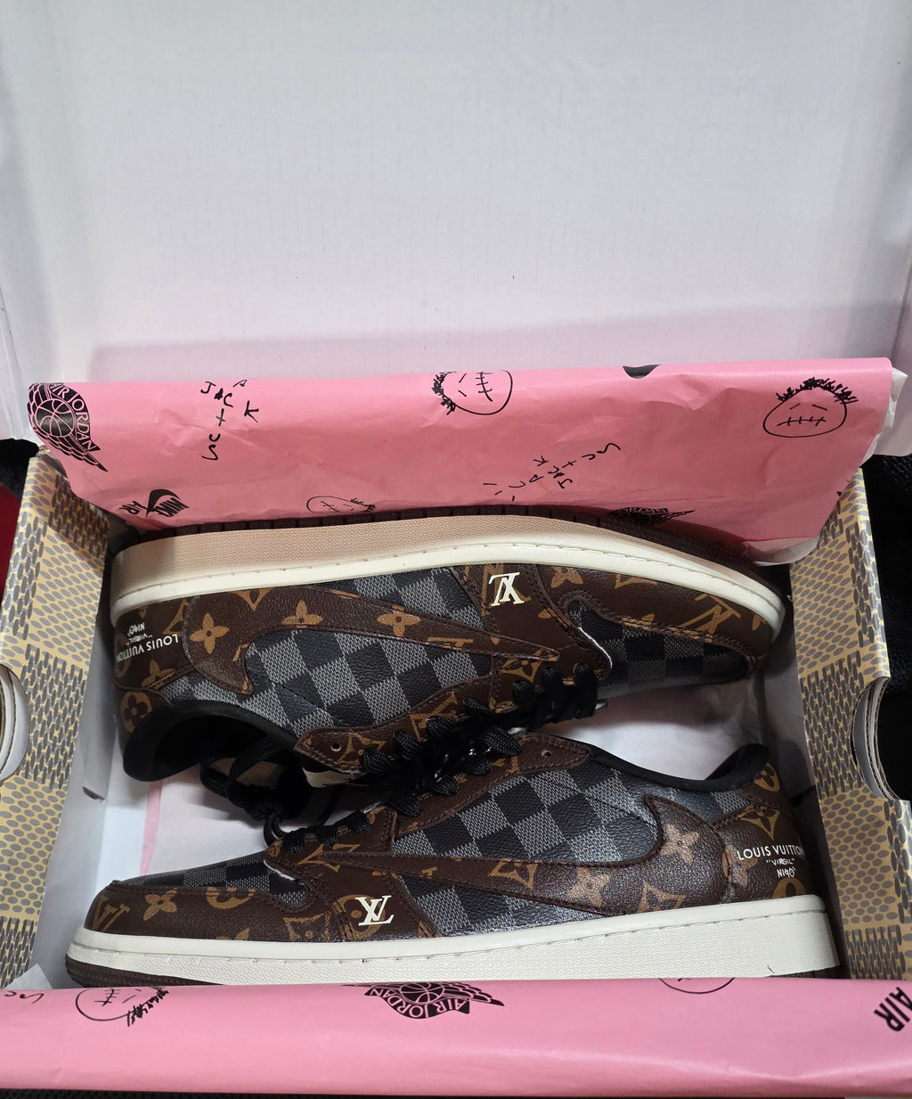 Jordan 1 Low “Cactus Jack-Designer Styled"- fantasy collab-Brown US 11 — New