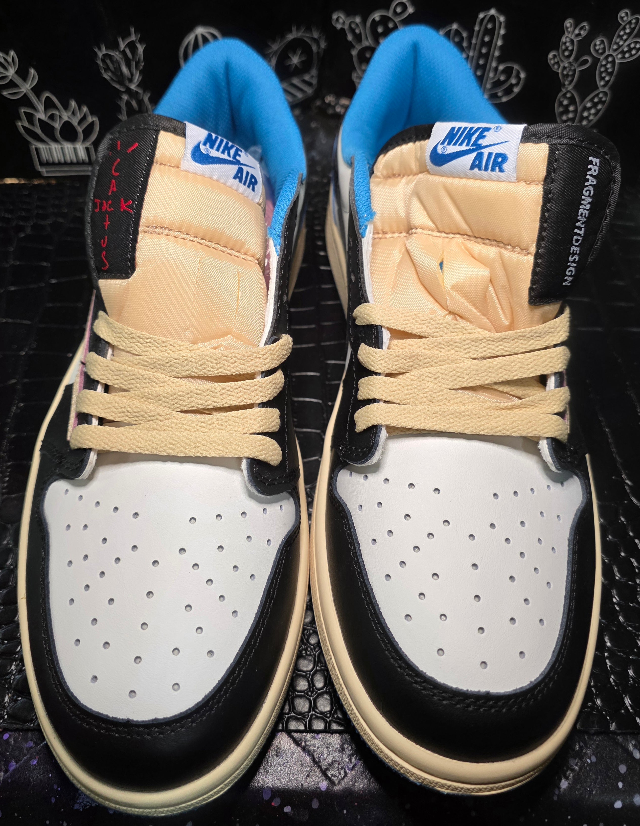 Jordan 1 Low “Travis Scott – Fragment Inspired.”  Replicated Design — Mid / Upper Mid Tier — US 11 &amp; 12 — New (No Box)