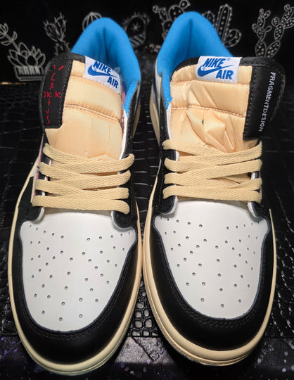 Jordan 1 Low “Travis Scott – Fragment Inspired.”  Replicated Design — Mid / Upper Mid Tier — US 11 &amp; 12 — New (No Box)
