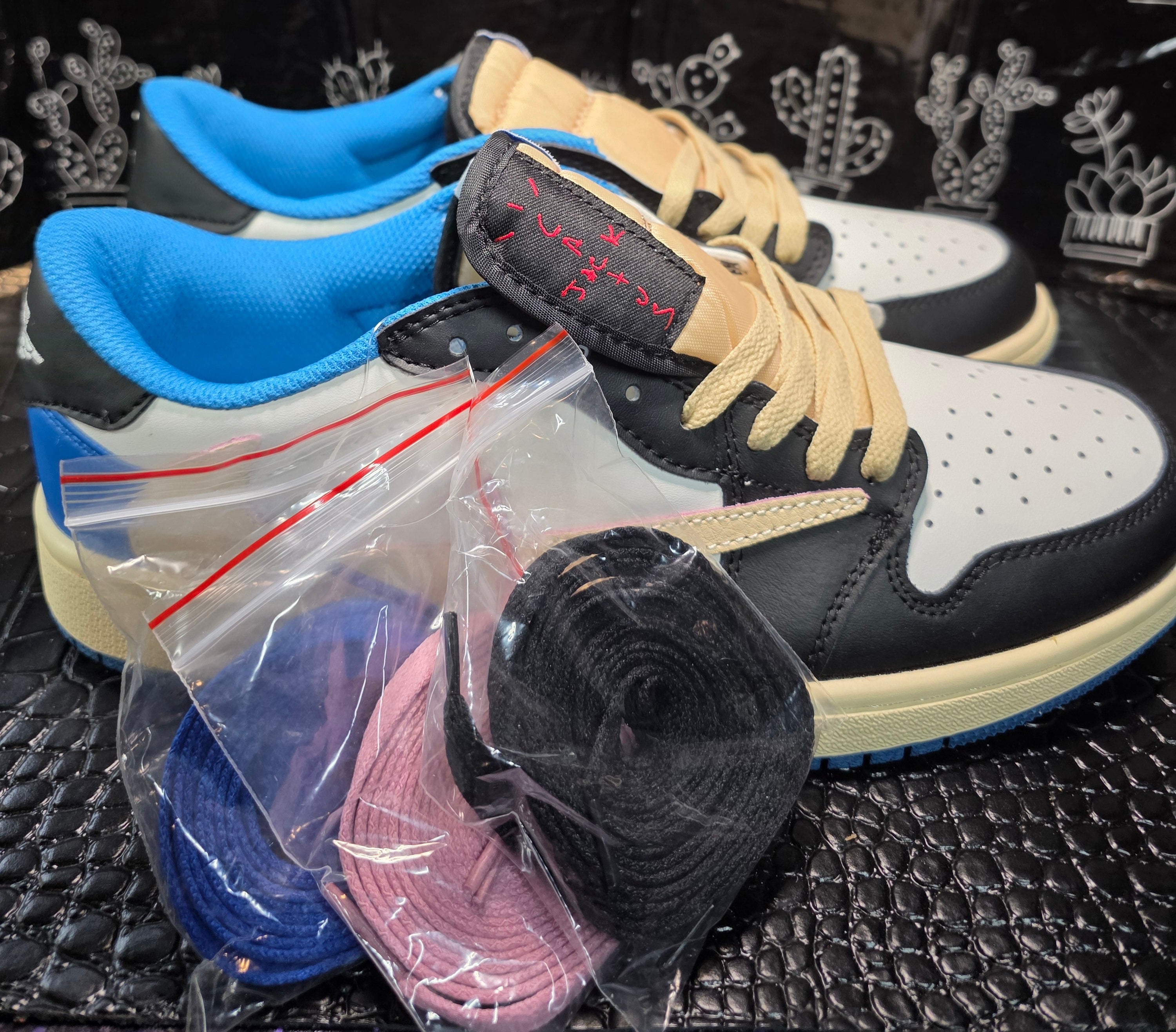 Jordan 1 Low “Travis Scott – Fragment Inspired.”  Replicated Design — Mid / Upper Mid Tier — US 11 &amp; 12 — New (No Box)