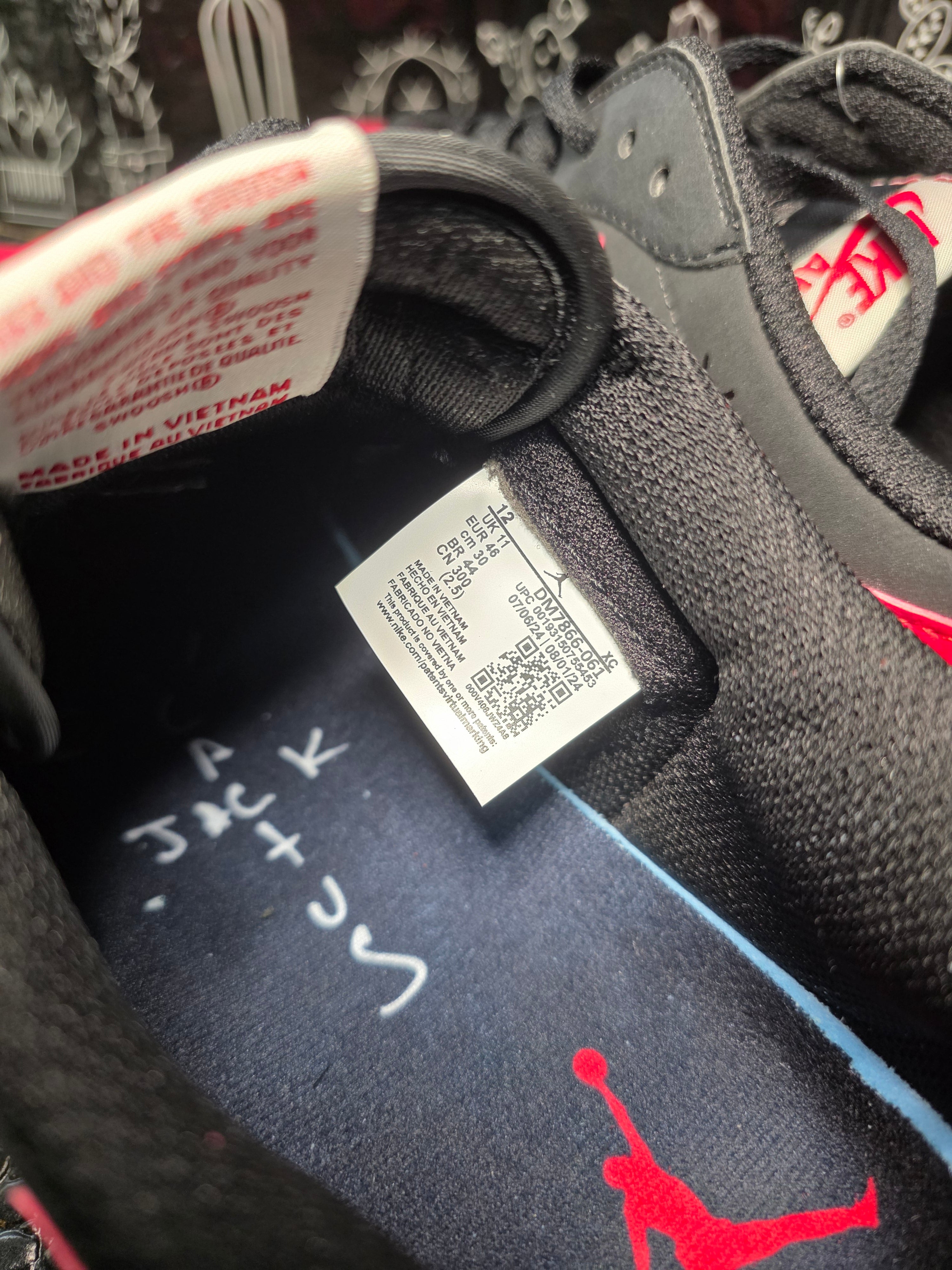 Jordan 1 Low “Travis Scott Inspired Design – Bred.”  Fantasy Colorway — US 11 &12 — New