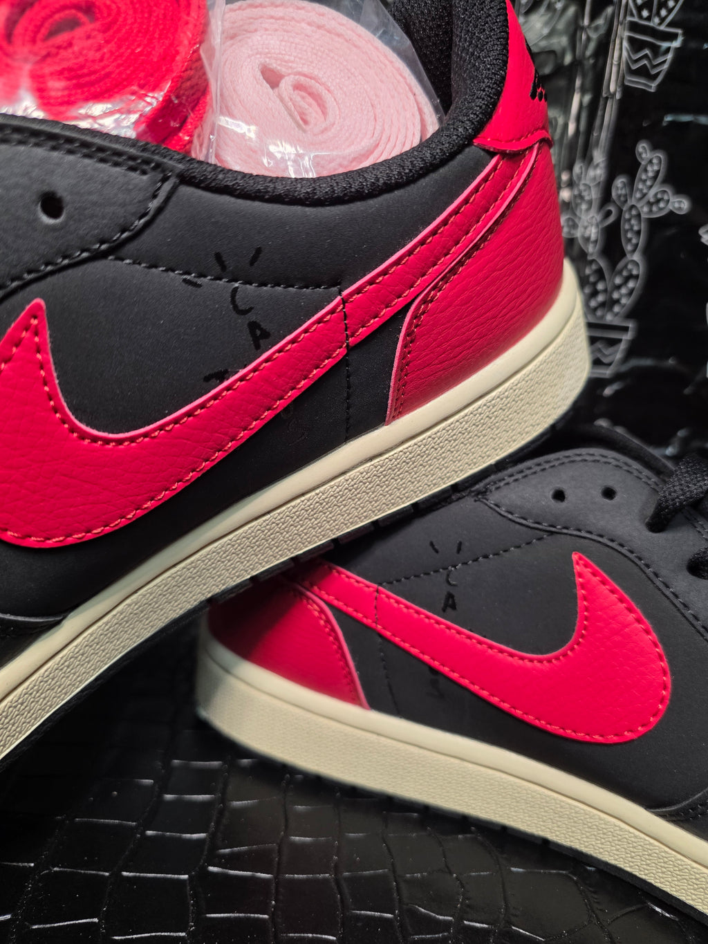 Jordan 1 Low “Travis Scott Inspired Design – Bred.”  Fantasy Colorway — US 11 &12 — New