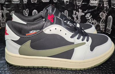 Jordan 1 Low “Travis Scott Inspired – Cream/Olive/Black.”  US 11 — New (No Box)