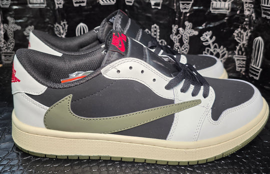 Jordan 1 Low “Travis Scott Inspired – Cream/Olive/Black.”  US 11 — New (No Box)