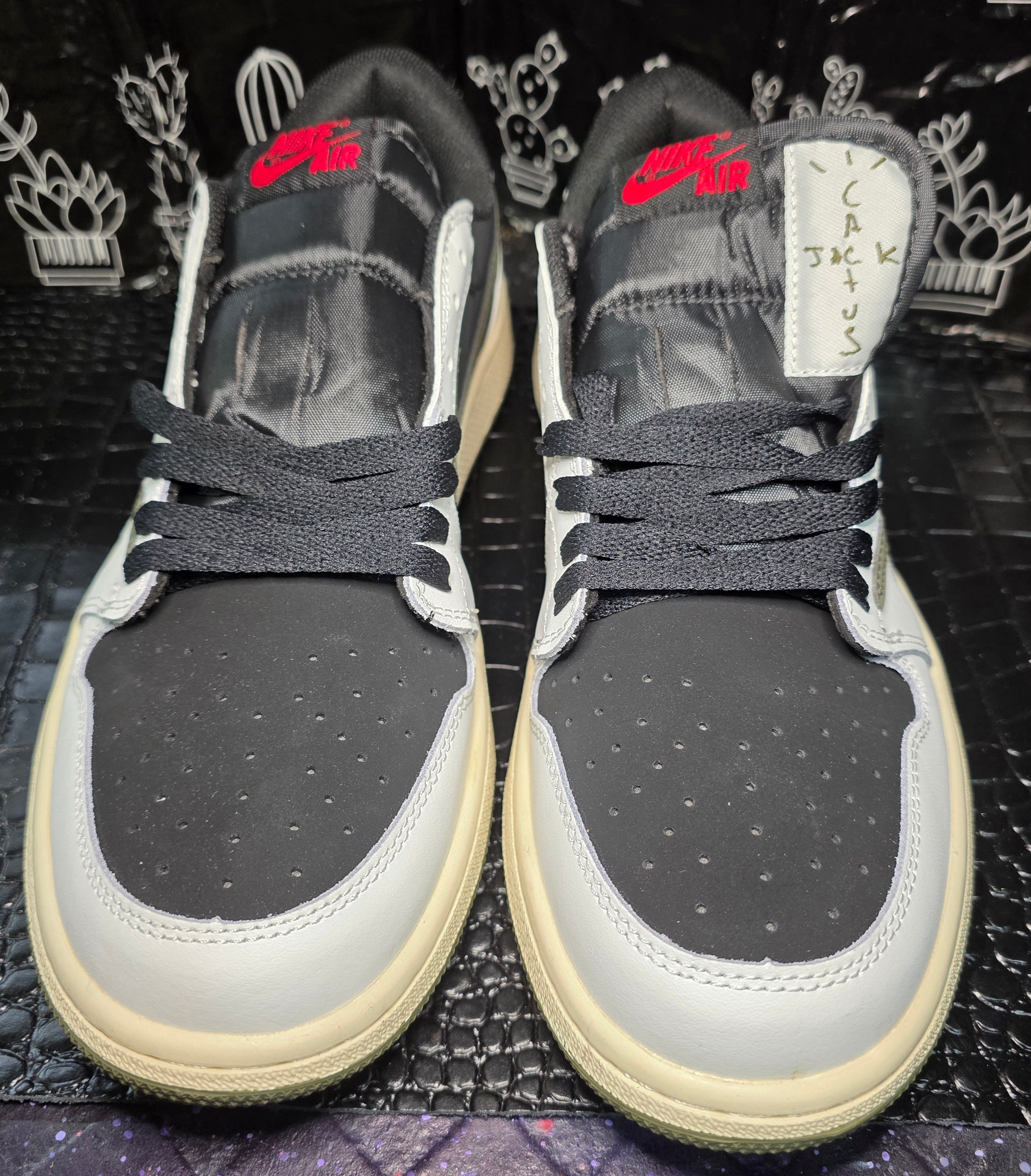 Jordan 1 Low “Travis Scott Inspired – Cream/Olive/Black.”  US 11 — New (No Box)