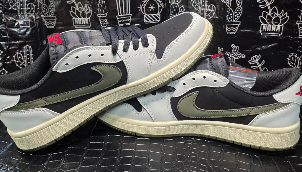 Jordan 1 Low “Travis Scott Inspired – Cream/Olive/Black.”  US 11 — New (No Box)