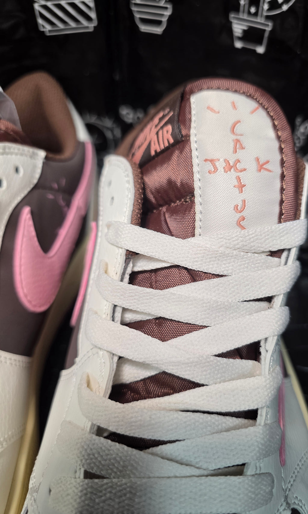 Jordan 1 Low “Travis Scott" Inspired Design – Cream, Brown & Pink.  "Fantasy" Colorway — US 11 — New